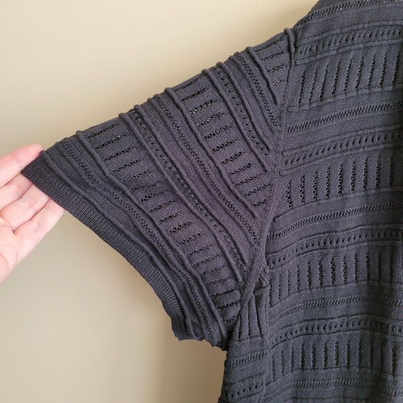 Lane Byrant Womens Cardigan Sweater Plus Size 26 28 Black Pointelle Tunic Length - Picture 4 of 11